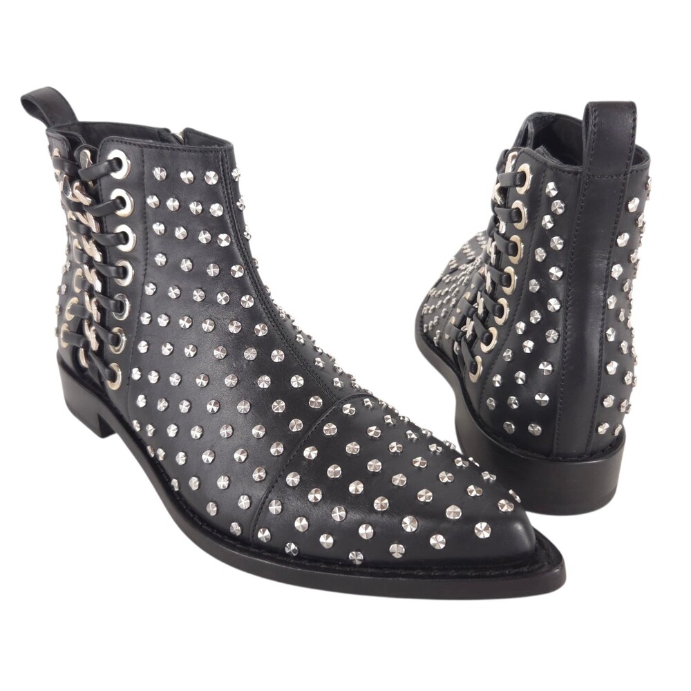 Alexander McQueen Studded Boots US 6 EU 36 Womens Black Silver $1590